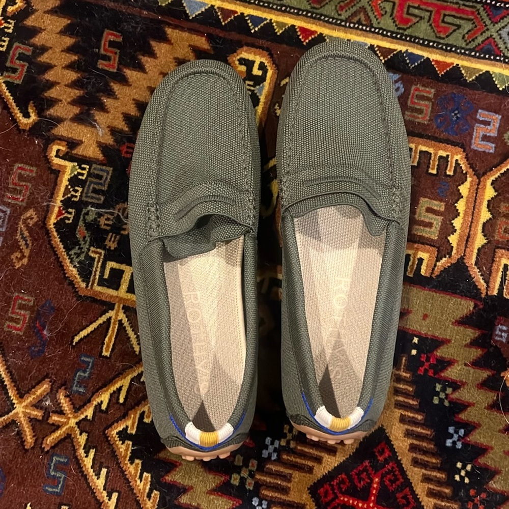Rothy’s sage green driving loafers
